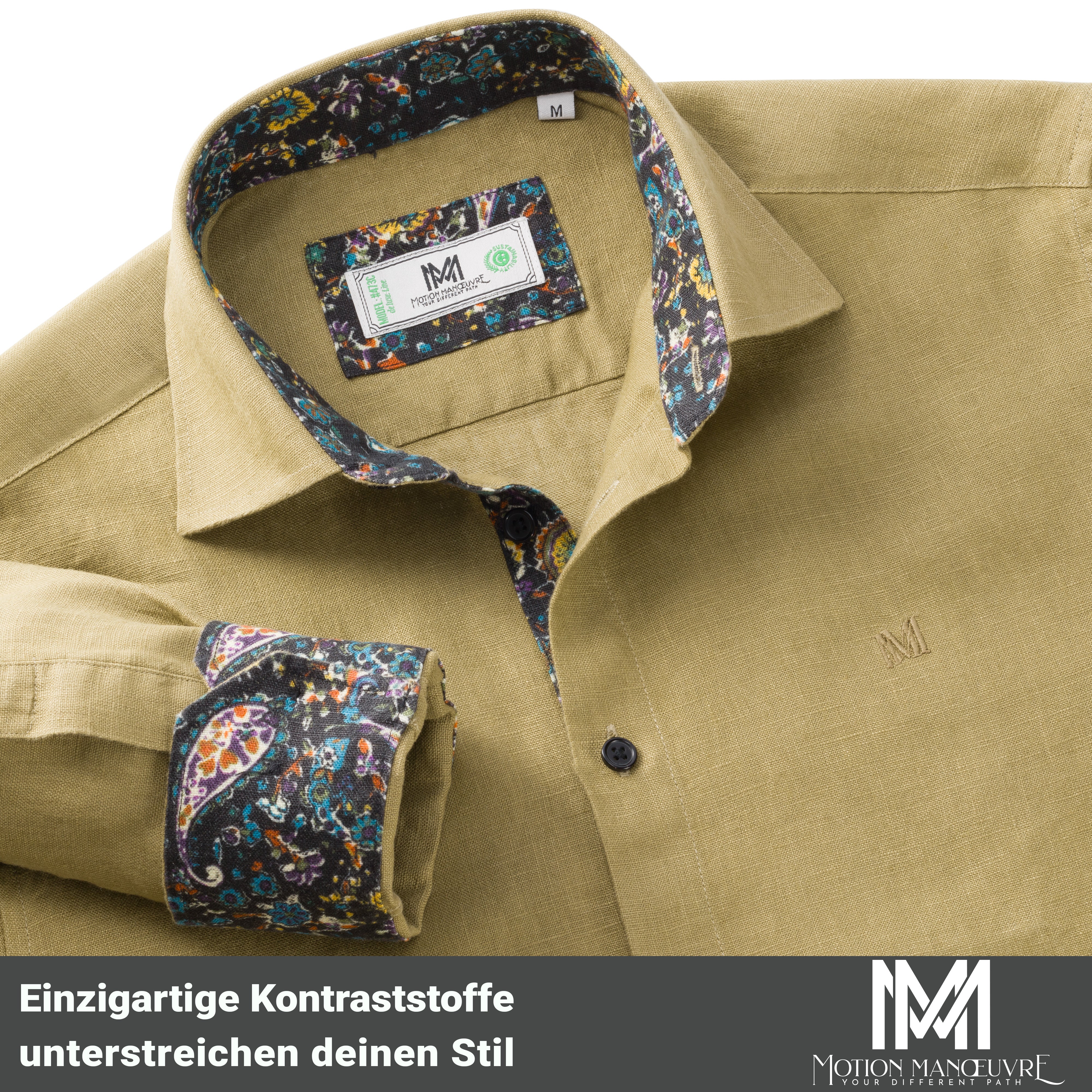 Exklusive Ultimate-Bio-Leinenhemd in olivgrün - Massiv. Markant. Motion.