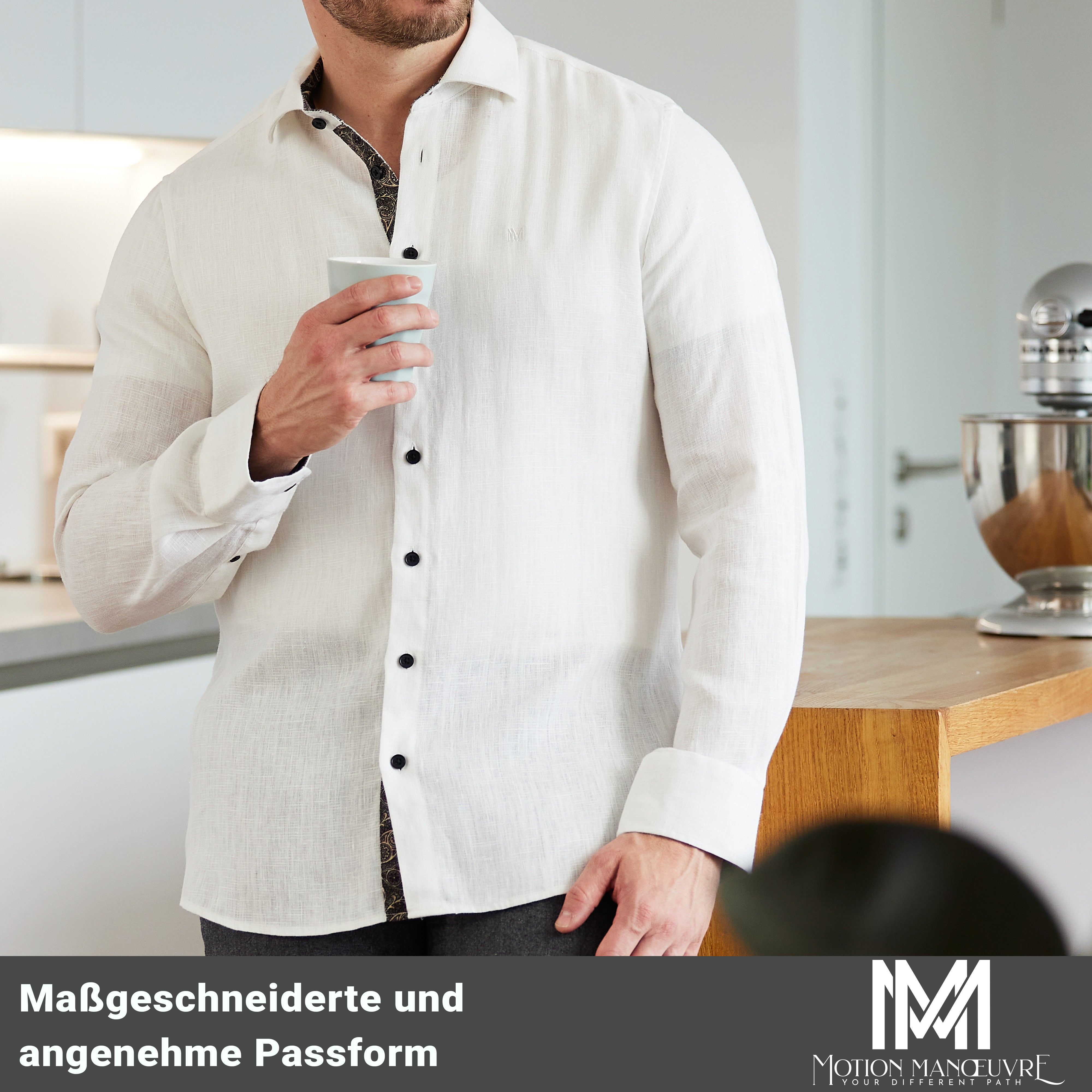 Exklusive Ultimate-Bio-Leinenhemd in starlight weiß