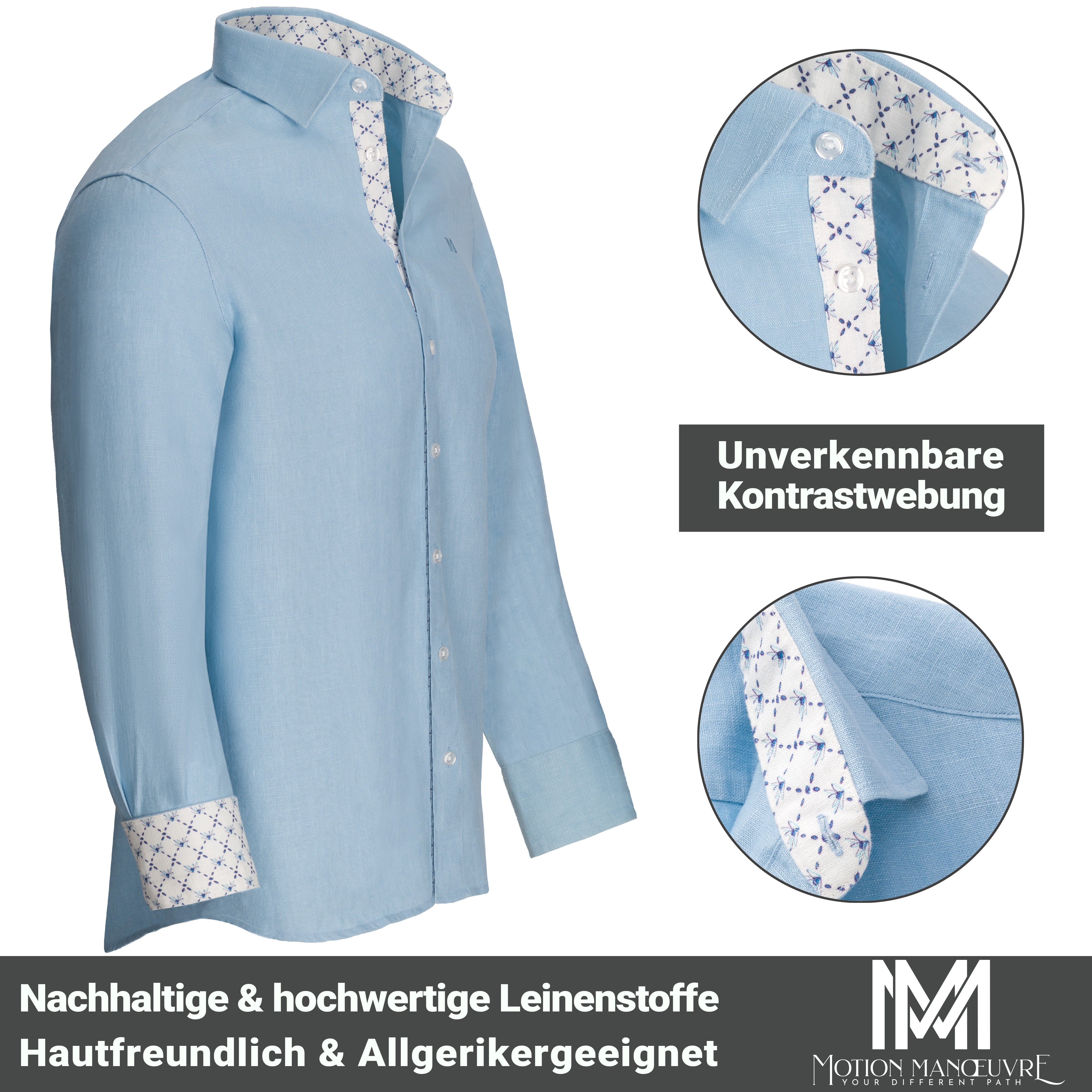 Exklusive Ultimate-Bio-Leinenhemd in himmelblau