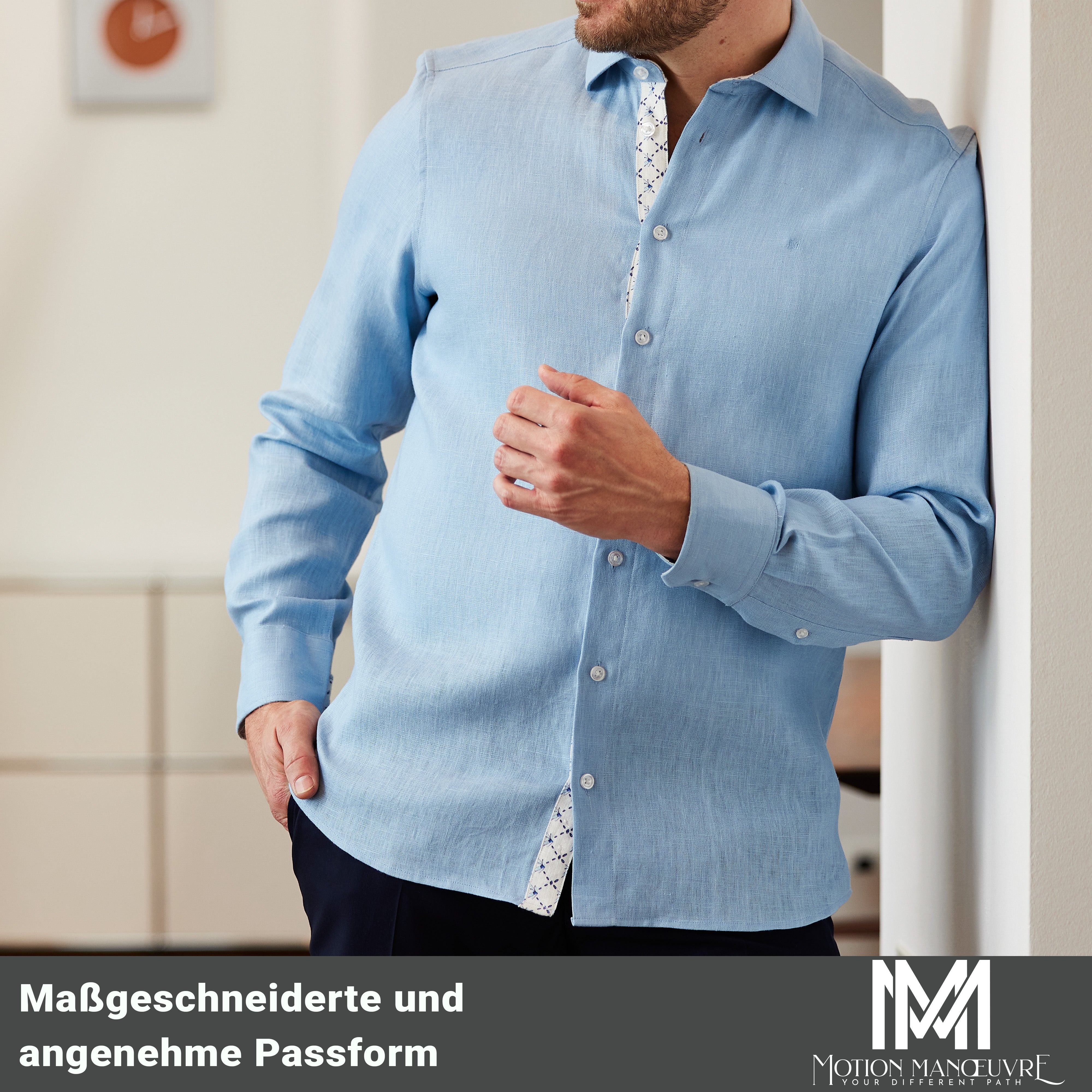 Exklusive Ultimate-Bio-Leinenhemd in himmelblau