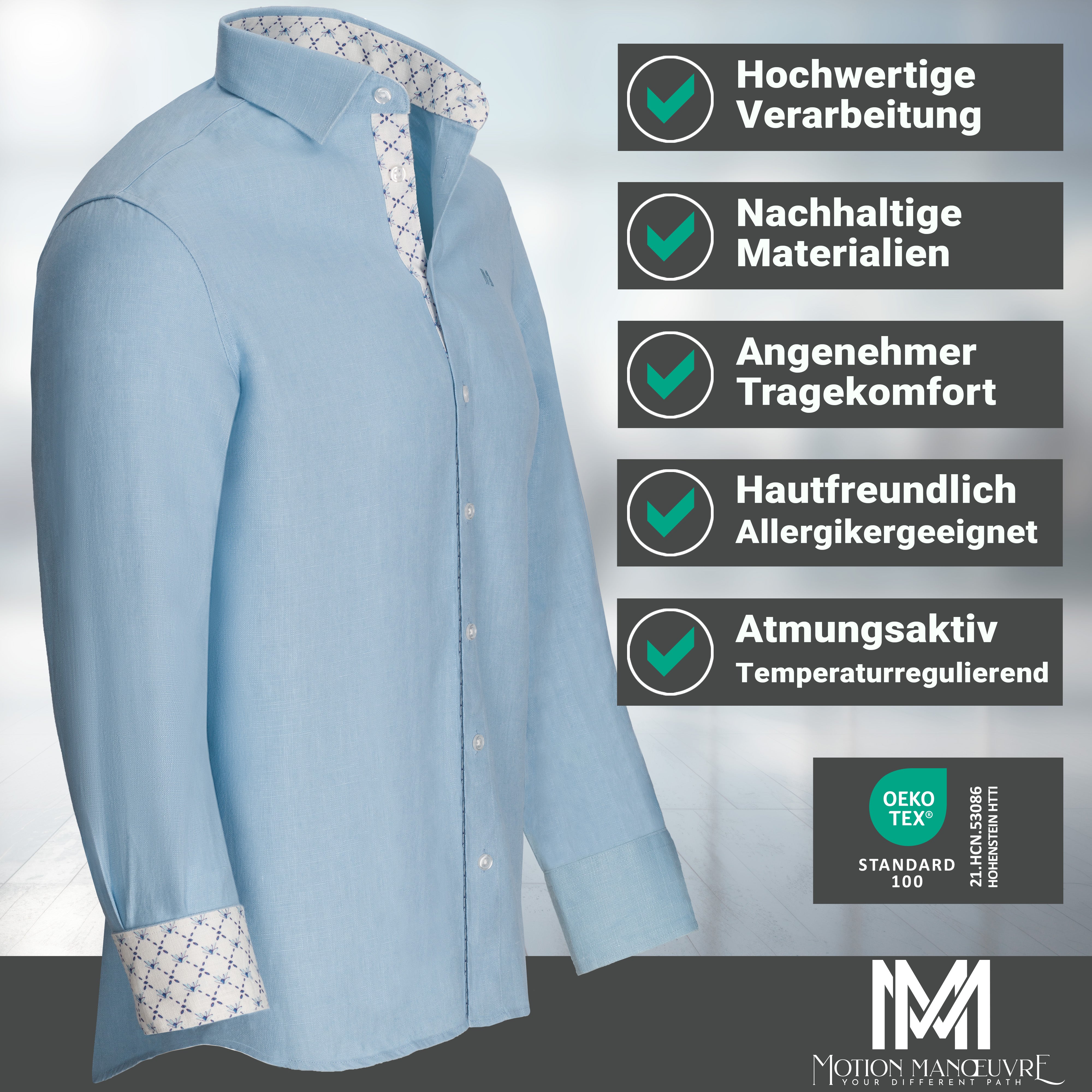Exklusive Ultimate-Bio-Leinenhemd in himmelblau